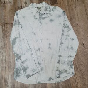 Roar Blue/White Tie Dye Button Down Embroidered Men’s Shirt Size XL